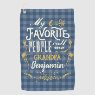 Mijn favoriete mensen noemen me opa Blue Gingham Golfhanddoek