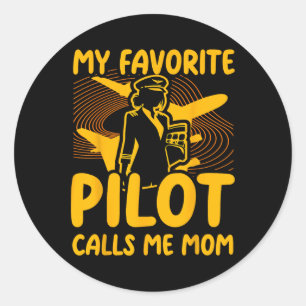 Mijn favoriete piloot noemt me mama grappige vrouw ronde sticker