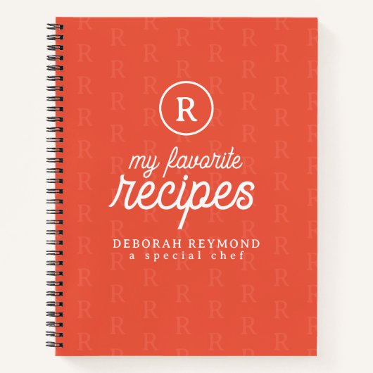 Mijn favoriete recepten Monogrammed sinaasappel Notitieboek (Voorkant)