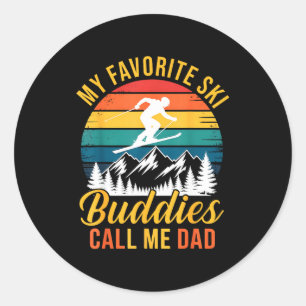 Mijn favoriete ski-vrienden noemen me papa vintage ronde sticker