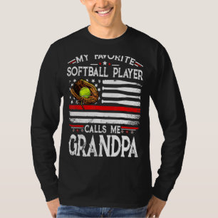 Mijn favoriete Softball Player roept me op tot opa T-shirt