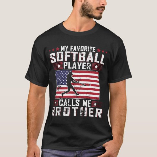 Mijn favoriete softbalspeler roept me Broeder Fath T-shirt (Voorkant)
