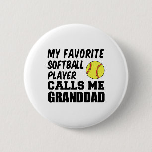 Mijn favoriete Softll-speler noemt me opa Ronde Button 5,7 Cm