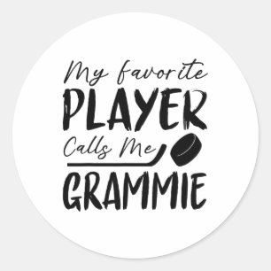 Mijn favoriete speler noemt me Grammie Hockeyspele Ronde Sticker