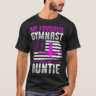 Mijn favoriete turner noemt me tante USA vlag Gymn T-shirt