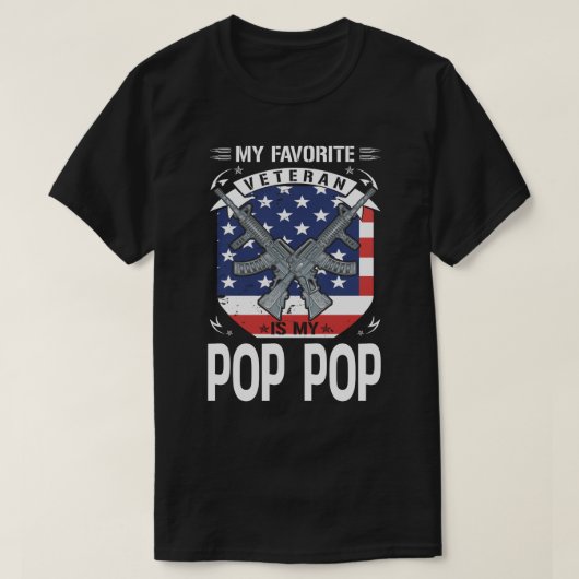 Mijn favoriete veteraan is mijn POP POP Amerikaans T-shirt (Design voorkant)