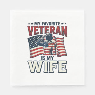 Mijn favoriete veteraan is mijn vrouw Patriottisch Servet