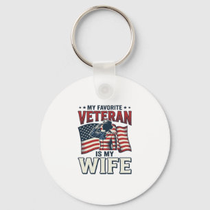 Mijn favoriete veteraan is mijn vrouw Patriottisch Sleutelhanger