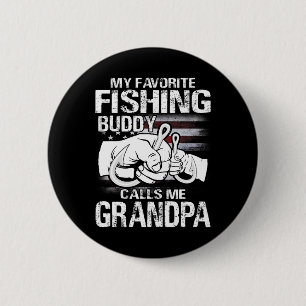 Mijn favoriete Vissende boeddy noemt me opa Ronde Button 5,7 Cm
