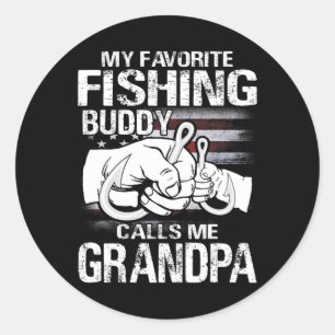 Mijn favoriete Vissende boeddy noemt me opa Ronde Sticker