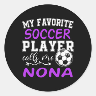 Mijn favoriete voetballer noemt me Nona-voetbal Ronde Sticker