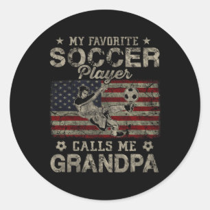 Mijn favoriete voetballer noemt me opa Usa vlag Ronde Sticker