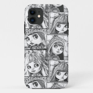Mijn favoriete zwart-wit patchwork poppen iPhone 11 hoesje