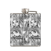 Mijn favoriete zwart-wit patchwork poppen heupfles (Achterkant)