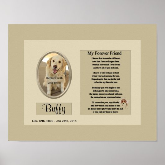 Mijn Forever Friend Dog Memorial Poster (Voorkant)