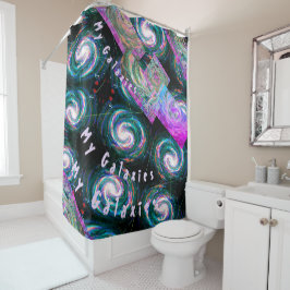 Mijn Galaxies Patchwork-kaart in Groen en Paars Douchegordijn