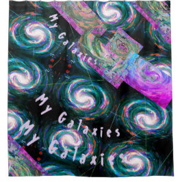 Mijn Galaxies Patchwork-kaart in Groen en Paars Douchegordijn