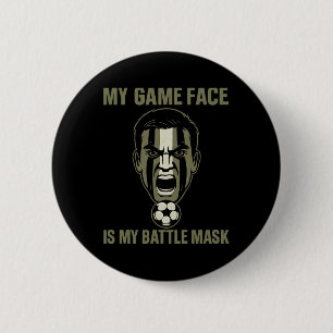 Mijn Game Face Is Mijn Ttle Masker Voetbal Fan Cam Ronde Button 5,7 Cm
