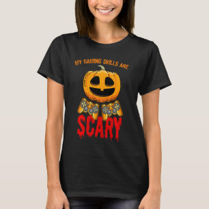 Mijn gamevaardigheden zijn eng grappig pompoen t-shirt