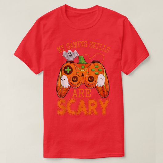 Mijn gamevaardigheden zijn eng, halloween pompoen t-shirt (Design voorkant)