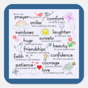 Mijn gebed voor jou Klassiek blauw Vierkante Sticker