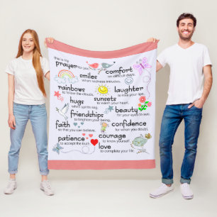 Mijn gebed voor jou Roze Rose Fleece Deken
