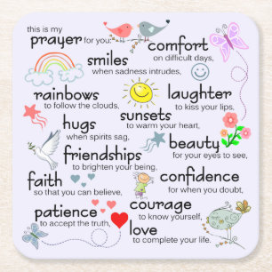 Mijn gebed voor jou vierkante kartonnen onderzetter