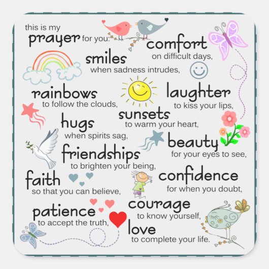 Mijn gebed voor jou vierkante sticker (Voorkant)