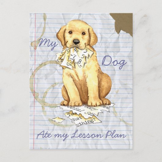 Mijn gele lab op mijn lesplan briefkaart (Voorkant)