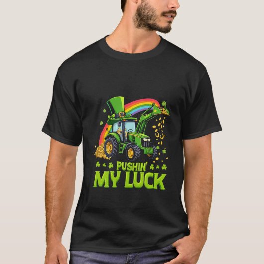 Mijn geluk testen Funny graafmachine St. Patrick's T-shirt (Voorkant)