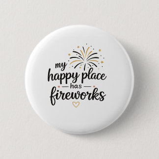 Mijn Gelukkige Plek Heeft Vuurwerk Ronde Button 5,7 Cm