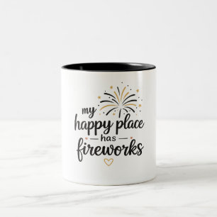 Mijn Gelukkige Plek Heeft Vuurwerk Tweekleurige Koffiemok
