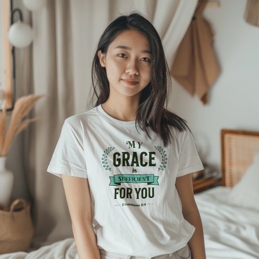 Mijn genade is voldoende Schriftuur Teal T-shirt