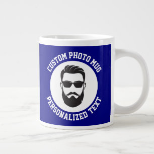 Mijn gezicht op een NAVY BLUE op maat gemaakt prod Extra Grote Beker