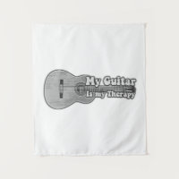 Mijn gitaar is mijn therapie. zwart-witte gitaar