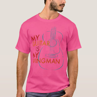 Mijn gitaar is mijn wingman Lijntekening van akoes T-shirt