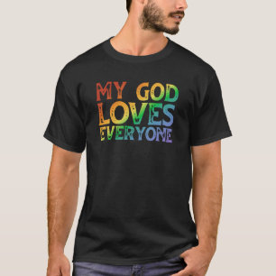 Mijn God houdt van iedereen (regenboog, ruw) T-shirt