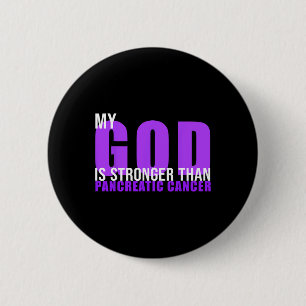 Mijn God is sterker dan Alvleesklier-kanker Bewust Ronde Button 5,7 Cm