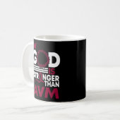Mijn God is sterker dan AVM Bewustmakingslint Koffiemok (Voorkant links)