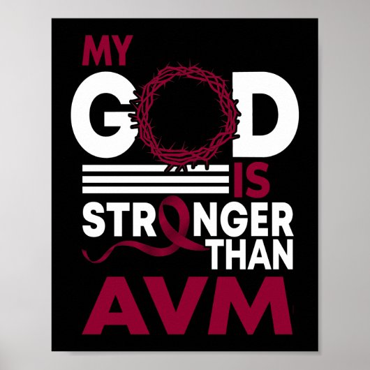 Mijn God is sterker dan AVM Bewustmakingslint Poster (Voorkant)