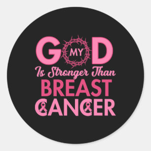 Mijn God Is Sterker Dan Borstkanker Bewustzijn Ch Ronde Sticker