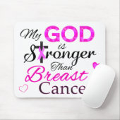 Mijn GOD is sterker dan borstkanker Muismat (Met muis)