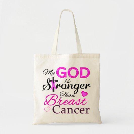 Mijn GOD is sterker dan borstkanker Tote Bag (Voorkant)