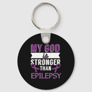 Mijn God is sterker dan de Epilepsy Bewust Maand Sleutelhanger