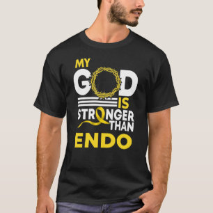 Mijn God is sterker dan Endo Awareness Ribbon T-shirt