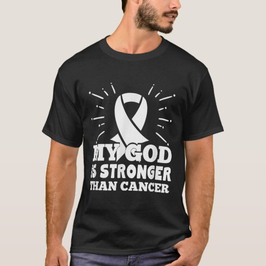 Mijn God is sterker dan het geloof in longkanker T-shirt (Voorkant)