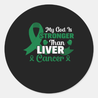 Mijn God is sterker dan leverkanker Ronde Sticker