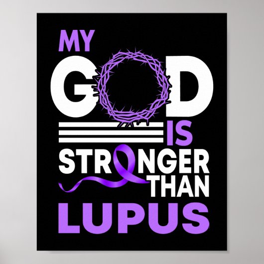 Mijn God is sterker dan Lupus Awareness Ribbon Poster (Voorkant)