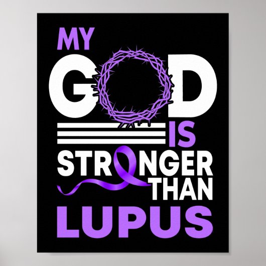 Mijn God is sterker dan Lupus Awareness Ribbon Poster (Voorkant)