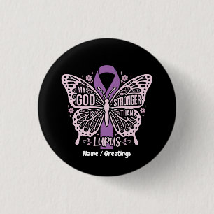 Mijn God Is Sterker Dan Lupus Geloofsgebaseerde Kr Ronde Button 3,2 Cm
